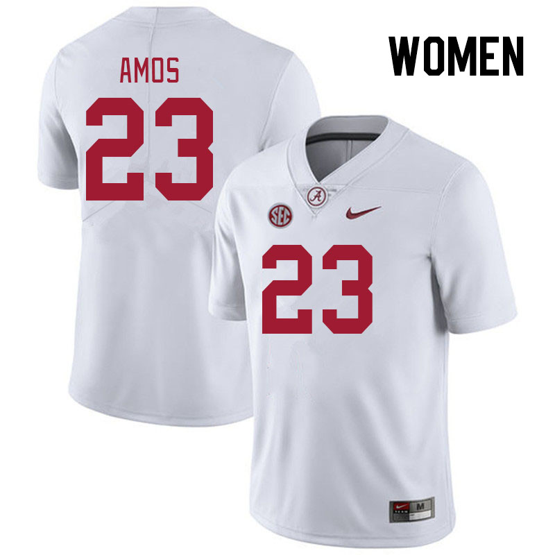 Women #23 Trey Amos Alabama Crimson Tide College Footabll Jerseys Stitched Sale-White